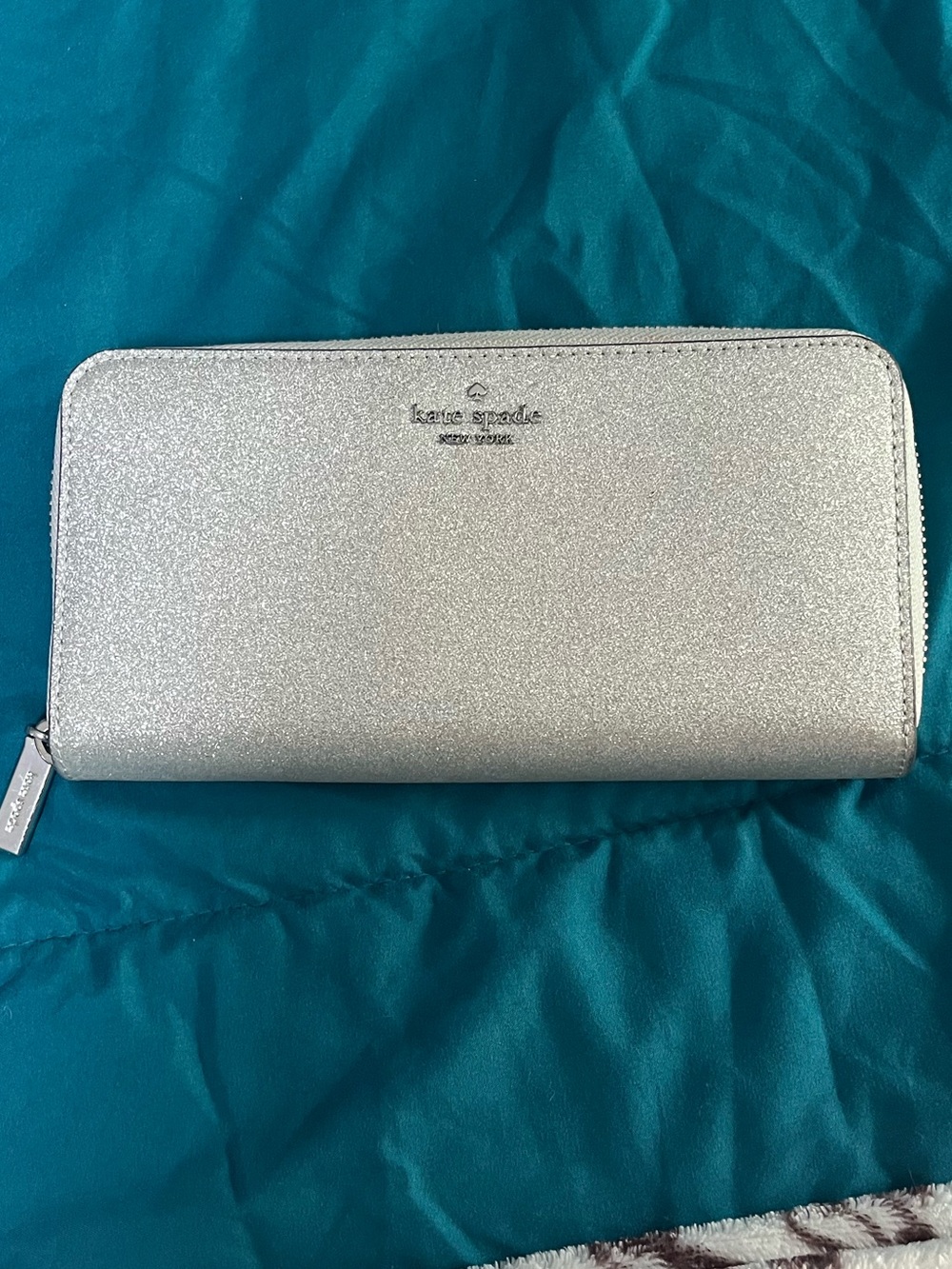kate spade Silver Glitter Zip-Around Wallet